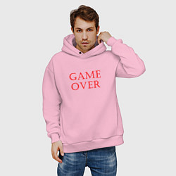 Толстовка оверсайз мужская Game over конец игры, цвет: светло-розовый — фото 2