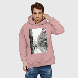 Толстовка оверсайз мужская Черно-белый париж, цвет: пыльно-розовый — фото 2