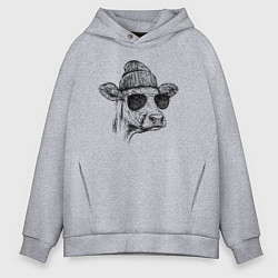 Толстовка оверсайз мужская Корова на стиле, цвет: меланж