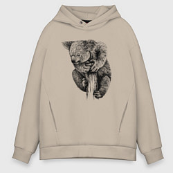 Толстовка оверсайз мужская Коала забралась на дерево, цвет: миндальный