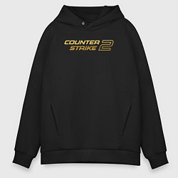 Толстовка оверсайз мужская Counter strike 2 gold logo, цвет: черный