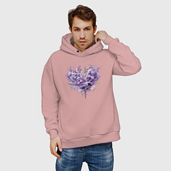 Толстовка оверсайз мужская Сердце и цветы прованс, цвет: пыльно-розовый — фото 2