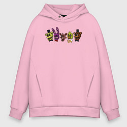 Толстовка оверсайз мужская FNAF головы, цвет: светло-розовый