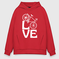 Толстовка оверсайз мужская Любовь велосипедиста, цвет: красный