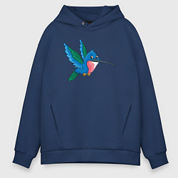 Толстовка оверсайз мужская Синяя колибри, цвет: тёмно-синий