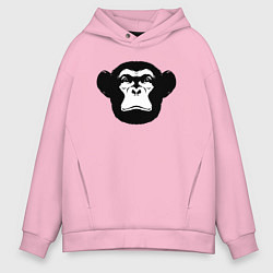 Толстовка оверсайз мужская Морда шимпанзе, цвет: светло-розовый