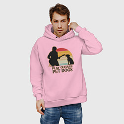 Толстовка оверсайз мужская Гитары и собаки, цвет: светло-розовый — фото 2