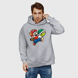 Толстовка оверсайз мужская Марио несёт черепашку, цвет: меланж — фото 2