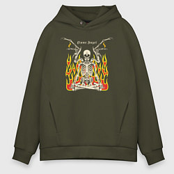 Толстовка оверсайз мужская Flame angel, цвет: хаки