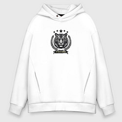 Толстовка оверсайз мужская Тут вам не Москва с тигром, цвет: белый