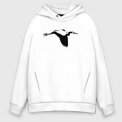 Толстовка оверсайз мужская Аист трафарет, цвет: белый