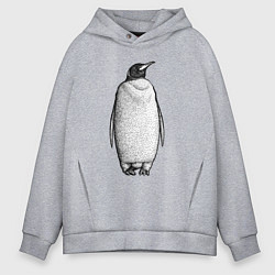Толстовка оверсайз мужская Пингвин стоит анфас, цвет: меланж