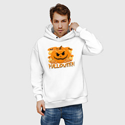 Толстовка оверсайз мужская Orange holiday halloween, цвет: белый — фото 2