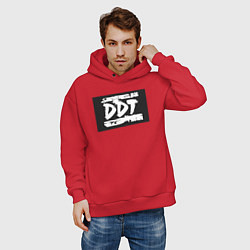 Толстовка оверсайз мужская ДДТ - логотип, цвет: красный — фото 2