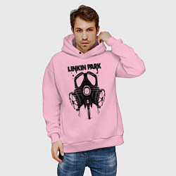 Толстовка оверсайз мужская Linkin Park - gas mask, цвет: светло-розовый — фото 2