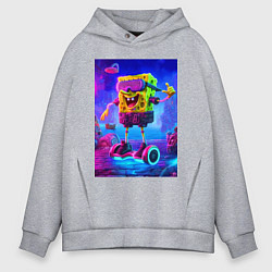 Мужское худи оверсайз Sponge Bob on a gyro scooter - ai art