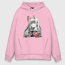 Толстовка оверсайз мужская Nissan Silvia S15 Drift Zero Two, цвет: светло-розовый