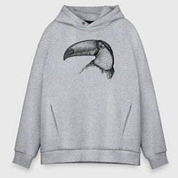 Толстовка оверсайз мужская Голова тукана, цвет: меланж