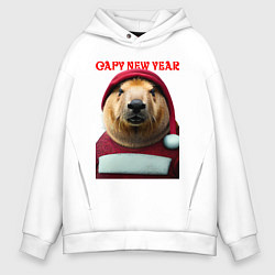 Толстовка оверсайз мужская Capy new year, цвет: белый