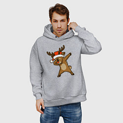 Толстовка оверсайз мужская Dabbing deer, цвет: меланж — фото 2