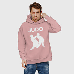 Толстовка оверсайз мужская Warriors judo, цвет: пыльно-розовый — фото 2