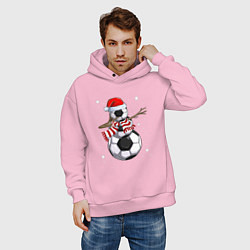 Толстовка оверсайз мужская Soccer snowman, цвет: светло-розовый — фото 2