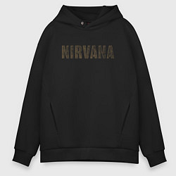 Толстовка оверсайз мужская Nirvana grunge text, цвет: черный