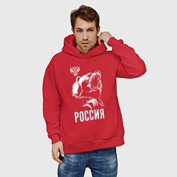 Толстовка оверсайз мужская Русский медведь, цвет: красный — фото 2