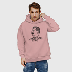 Толстовка оверсайз мужская Профиль Сталина, цвет: пыльно-розовый — фото 2