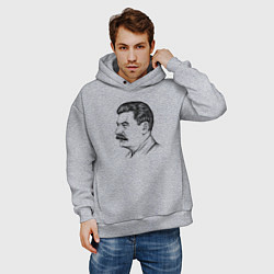Толстовка оверсайз мужская Сталин в профиль, цвет: меланж — фото 2
