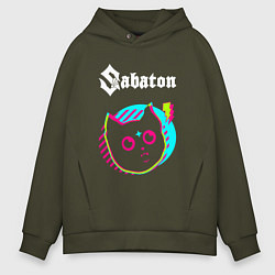Мужское худи оверсайз Sabaton rock star cat