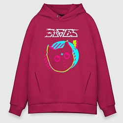 Толстовка оверсайз мужская Eagles rock star cat, цвет: маджента