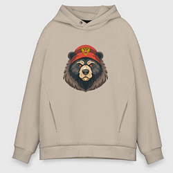 Мужское худи оверсайз Русский медведь в шапке с гербом