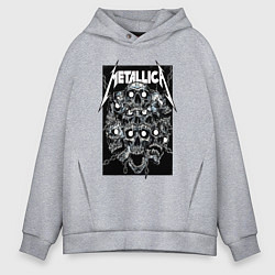 Толстовка оверсайз мужская Metallica - skulls, цвет: меланж