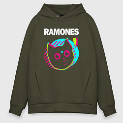 Мужское худи оверсайз Ramones rock star cat