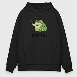 Толстовка оверсайз мужская Лягушка - smile, цвет: черный