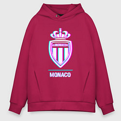 Толстовка оверсайз мужская Monaco FC в стиле glitch, цвет: маджента