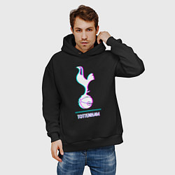 Толстовка оверсайз мужская Tottenham FC в стиле glitch, цвет: черный — фото 2