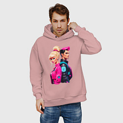 Толстовка оверсайз мужская Ken and Barbie - ai art, цвет: пыльно-розовый — фото 2