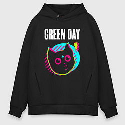 Мужское худи оверсайз Green Day rock star cat