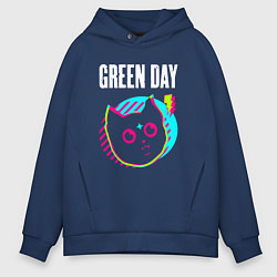 Мужское худи оверсайз Green Day rock star cat