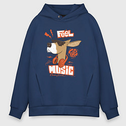Толстовка оверсайз мужская Feel the music, цвет: тёмно-синий