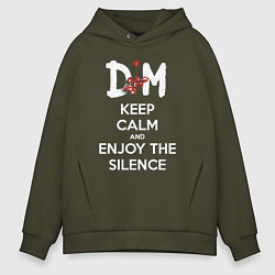 Толстовка оверсайз мужская DM keep calm and enjoy the silence, цвет: хаки