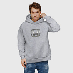 Толстовка оверсайз мужская Honda logo auto grey, цвет: меланж — фото 2