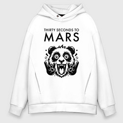 Толстовка оверсайз мужская Thirty Seconds to Mars - rock panda, цвет: белый