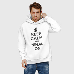 Толстовка оверсайз мужская Keep calm and ninja on, цвет: белый — фото 2