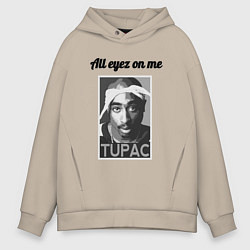 Толстовка оверсайз мужская 2pac Art All eayz on me, цвет: миндальный