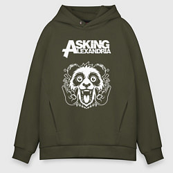 Толстовка оверсайз мужская Asking Alexandria rock panda, цвет: хаки