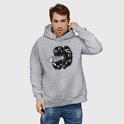 Толстовка оверсайз мужская Рыбка и космос, цвет: меланж — фото 2