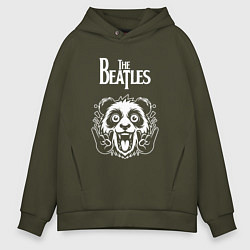 Толстовка оверсайз мужская The Beatles rock panda, цвет: хаки